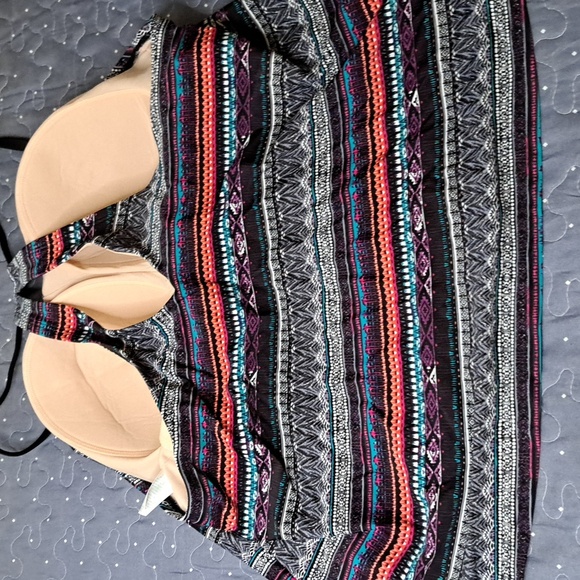 Multicolor Patterned Women's Swim Top - Picture 2 of 4